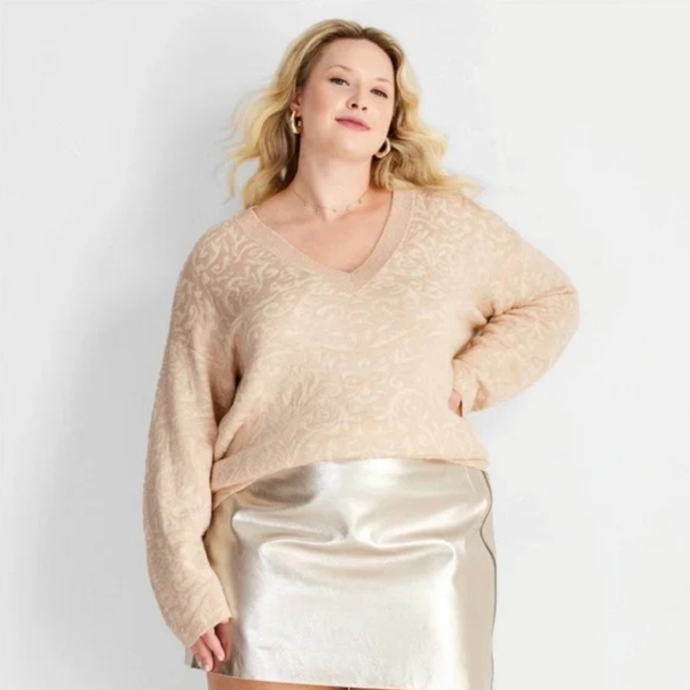 Plus size v neck women's sweater target future collective 1x